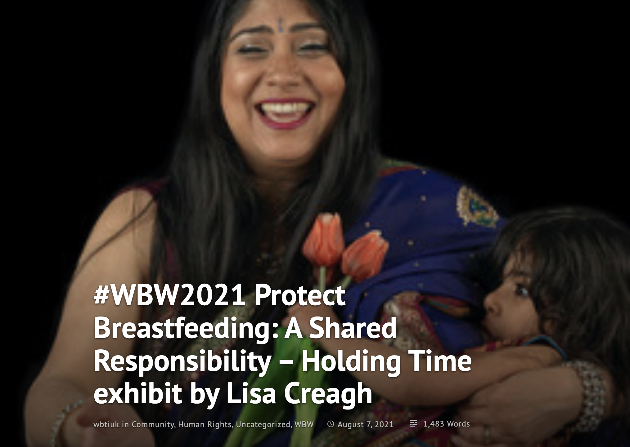 Holding Time Project portrait of a breastfeeding mother and child from the Coventry project, created by artist Lisa Creagh for World Breastfeeding Week 2021.